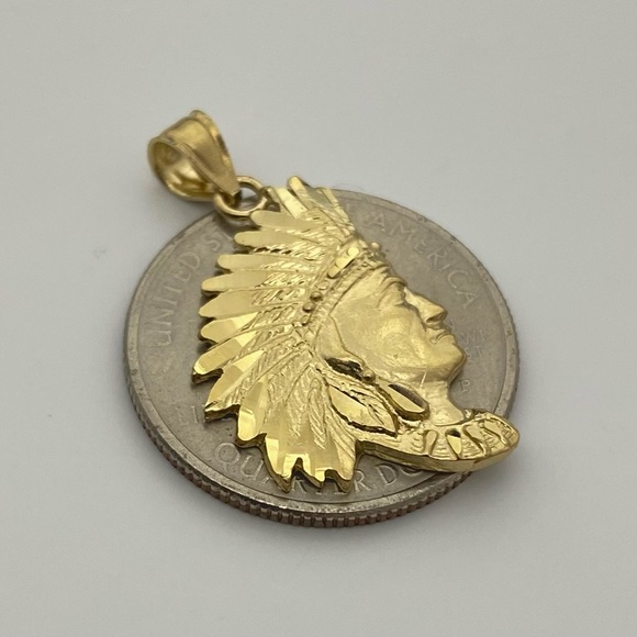 Solid 14K Gold Native American Traditional Pendant Charm - Picture 4 of 5